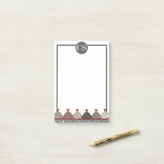 Verzameling cupcakes post-it® notes (Op bureau)