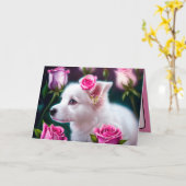 Verzameling Cute Dog en Roos Kaart (Gele Bloem)