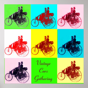 VERZAMELING KLASSEKE AUTO'S POP ART POSTER