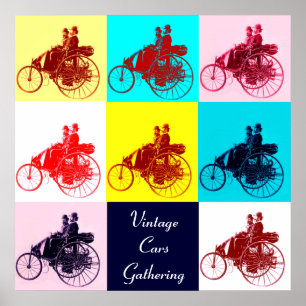 VERZAMELING KLASSEKE AUTO'S POP ART POSTER