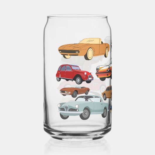 verzameling klassieke auto's blikvorm glas (Voorkant)