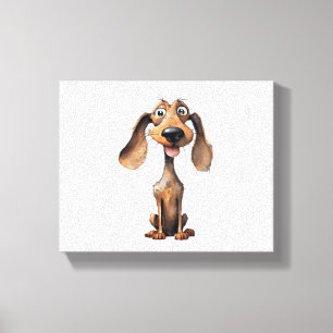 Verzameling kunst van een malse cartoon-hondenras canvas afdruk