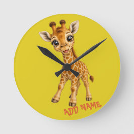 Verzameling Mooie Actieve Baby Dieren Giraffe Citr Ronde Klok
