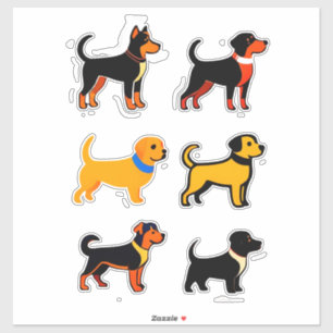 Verzameling Mooie Cartoon Puppies Sticker