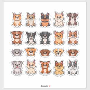 Verzameling Mooie Cartoon Puppies Sticker