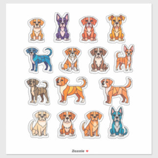 Verzameling Mooie Cartoon Puppies Sticker