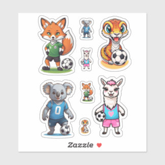 Verzameling Mooie Dieren die Voetbal Spelen Sticker
