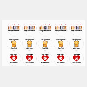 Verzameling stickers voor lieve kattenliefhebbers