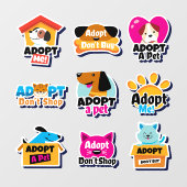 Verzameling van Adopt A Pet Cat of Dog Salon Raamsticker (Vel)
