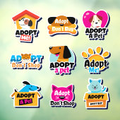 Verzameling van Adopt A Pet Cat of Dog Salon Raamsticker (Vel 3)