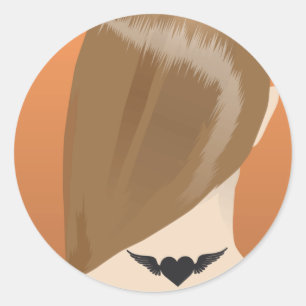 Verzameling van hals-tatoeage-kunstprint voor vrou ronde sticker