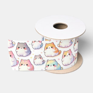 Verzameling van mollige cartooneske katten met har satijnen lint