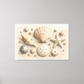 Verzameling van schelpen op canvas | Aquarel Afdruk (Voorkant)
