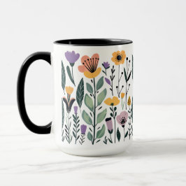Verzameling van vectorbloemen mok