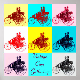 VERZAMELING VAN VINTAGE AUTO'S POP ART POSTER