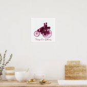 Verzameling vintage auto's, paars violet wit poster (Keuken)
