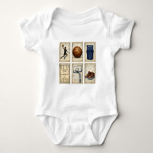 Verzameling Vintage Basketbalstempels Sport Romper