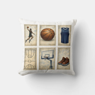 Verzameling Vintage Basketbalzegels Sport Kussen