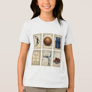 Verzameling Vintage Basketbalzegels Sport Tri-Blend Shirt