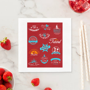 Verzameling vintage nautische reizen badges servet