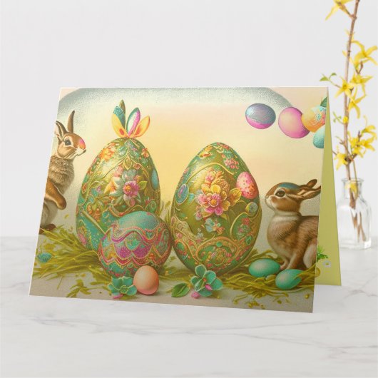 Verzameling Vintage Pasen Kaart (Gele Bloem)