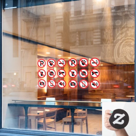 Verzameling Winkel Verboden Nut Voordeur Raamsticker (Cafe Raam)
