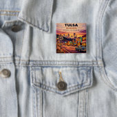 Verzamelobject Tulsa Route 66 Reis Vierkante Button 5,1 Cm (In situ)