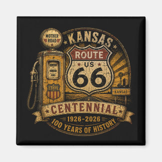 Verzamelobject van oude Kansas Route 66 hoofdweg Magneet