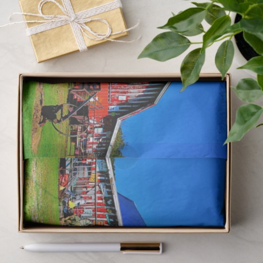 Verzamelobjecten met rode Barn Tissuepapier (Geschenk)