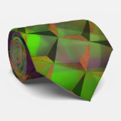 Verzeept bruingroen en 3D of driehoeken Stropdas (Opgerold)