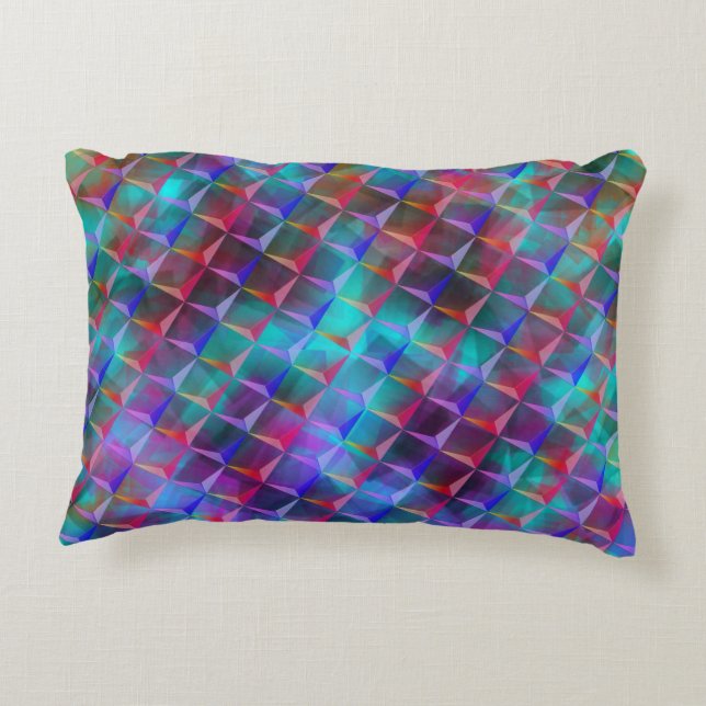 Verzeept lila en 3D- of roze driehoeken Accent Kussen (Achterkant)
