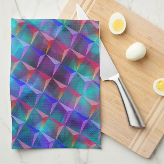 Verzeept lila en 3D- of roze driehoeken Theedoek (Quarter Fold)