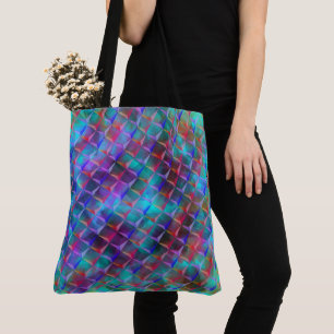 Verzeept lila en 3D- of roze driehoeken Tote Bag
