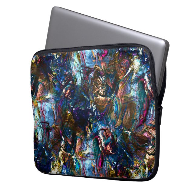 Verzeept "zware verven" die elkaar overlappen in m laptop sleeve (Voorkant Links)