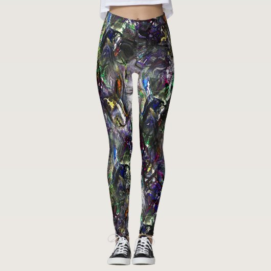 Verzeept "zware verven" die elkaar overlappen in m leggings (Voorkant)