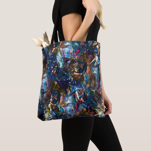 Verzeept "zware verven" die elkaar overlappen in m tote bag (Dichtbij)