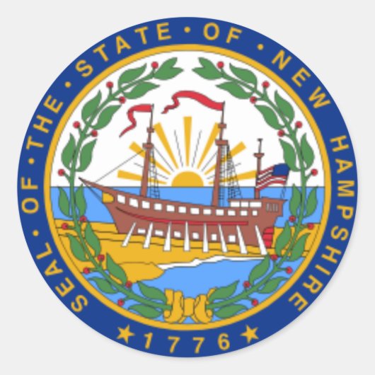 VERZEGEL VAN NIEUWE HAMPSHIRE RONDE STICKER (Voorkant)