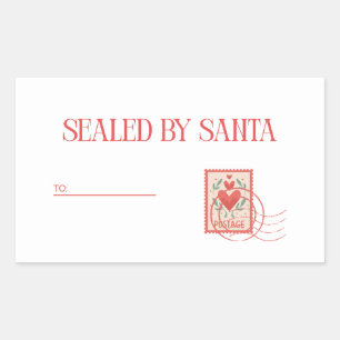 Verzegeld door Kerstman Rood en wit kerstcadeau Rechthoekige Sticker