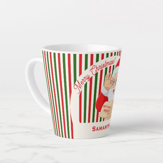 Verzegeld door Santa Nice Lijst Vrolijk Kerstfeest Latte Mok (Linkerhoek)