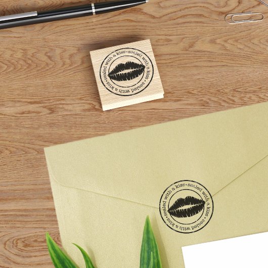 Verzegeld met een Kiss 2" Rubber Stamp Rubberstempel