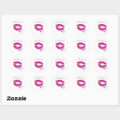 Verzegeld met een Kiss Custom Name Pink Lips Heart Ronde Sticker (Vel)