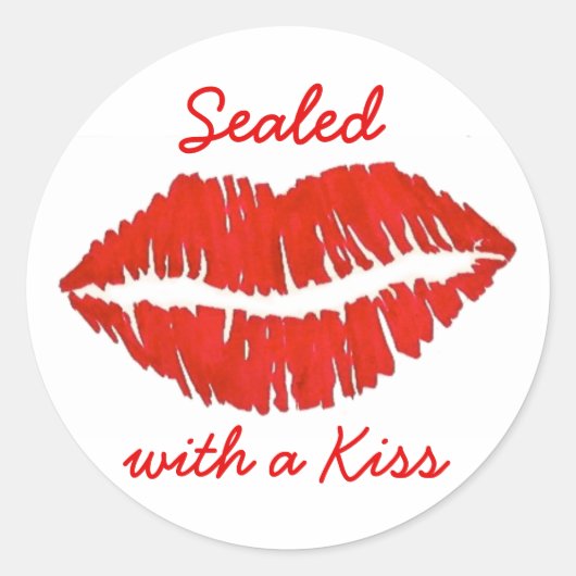 Verzegeld met een Kiss Valentijnsdag Red Lips Ronde Sticker (Voorkant)