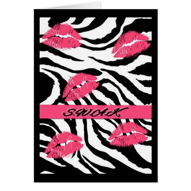 Verzegeld met een Kiss Zebra Stripe Note Card (Voorkant)