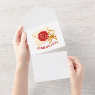 Verzegeld Met Een Kus Cute Liefdesbrief Ontwerp All In One Uitnodiging