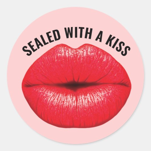 VERZEGELD MET EEN KUS, KISSY RED LIPS STICKERS (Voorkant)