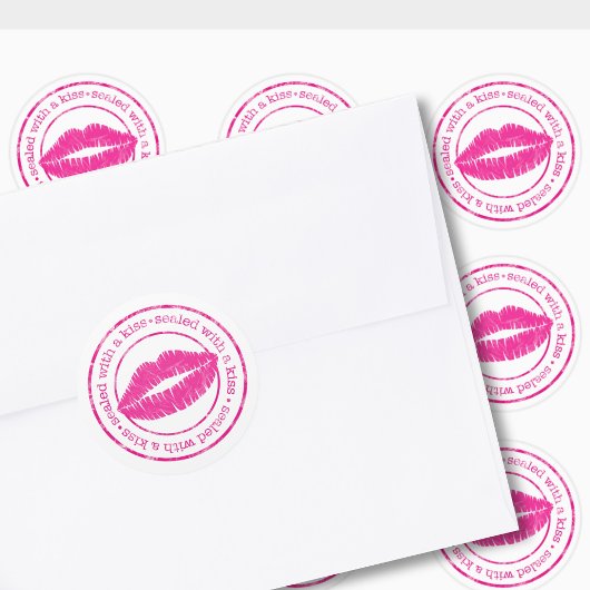 Verzegeld met een kus Roze Lippen Envelope Zegel