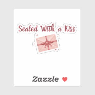Verzegeld met een Kus Sticker   Romantisch Etiket
