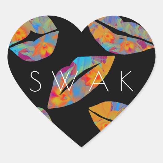 Verzegeld met een kus - tropische stijl hart sticker (Voorkant)