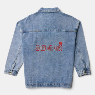 verzegeld met een zoen liefde citaat denim jacket