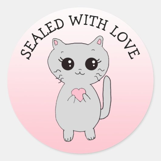 Verzegeld met Love Little Kitten met Heart Ronde Sticker (Voorkant)